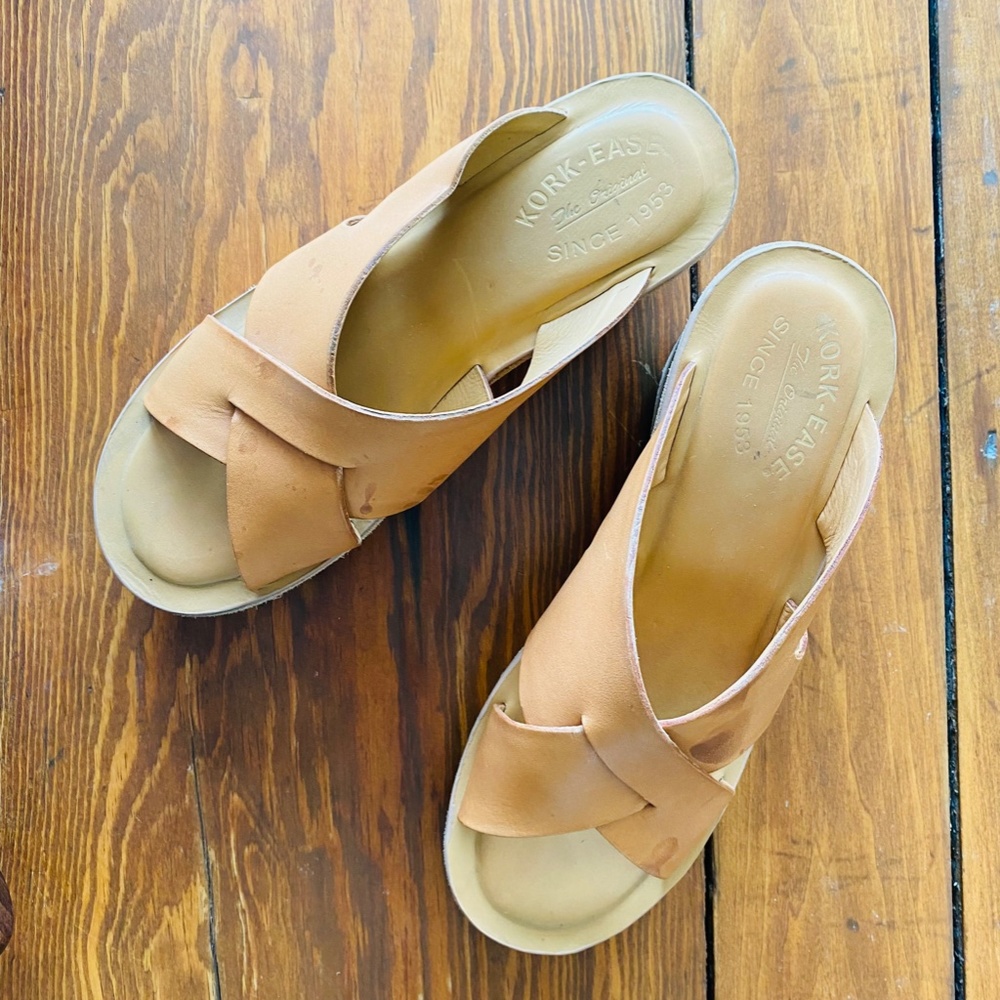 KORKEASE LEATHER WEDGE SANDALS  Women's size 9